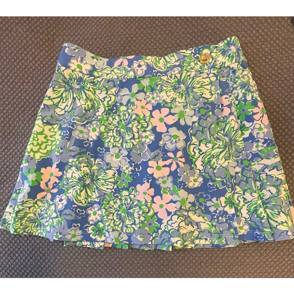 Lilly Pulitzer Pants - Lilly Pulitzer Luxletic Skort Size 2 Blue Green Floral Pleated Golf Tennis Skirt